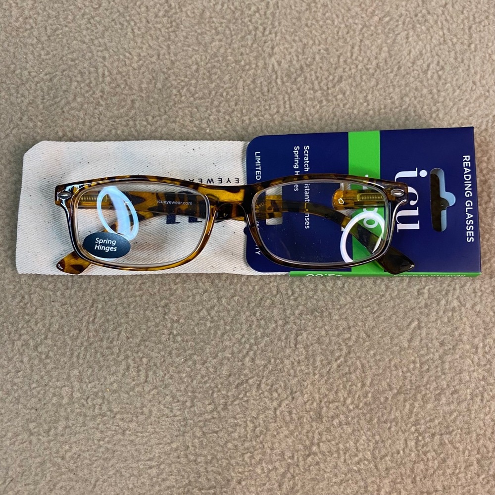 iCU Reading Glasses Brown +2.00 Magnification Scratch Resistant Readers‎ Lenses